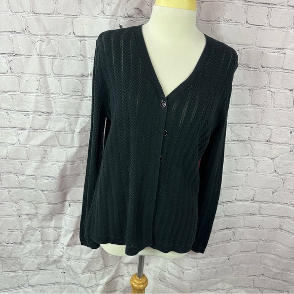Talbots petite prima cotton textured Cardigan sweater sz Lp classic minimalist - Picture 1 of 6